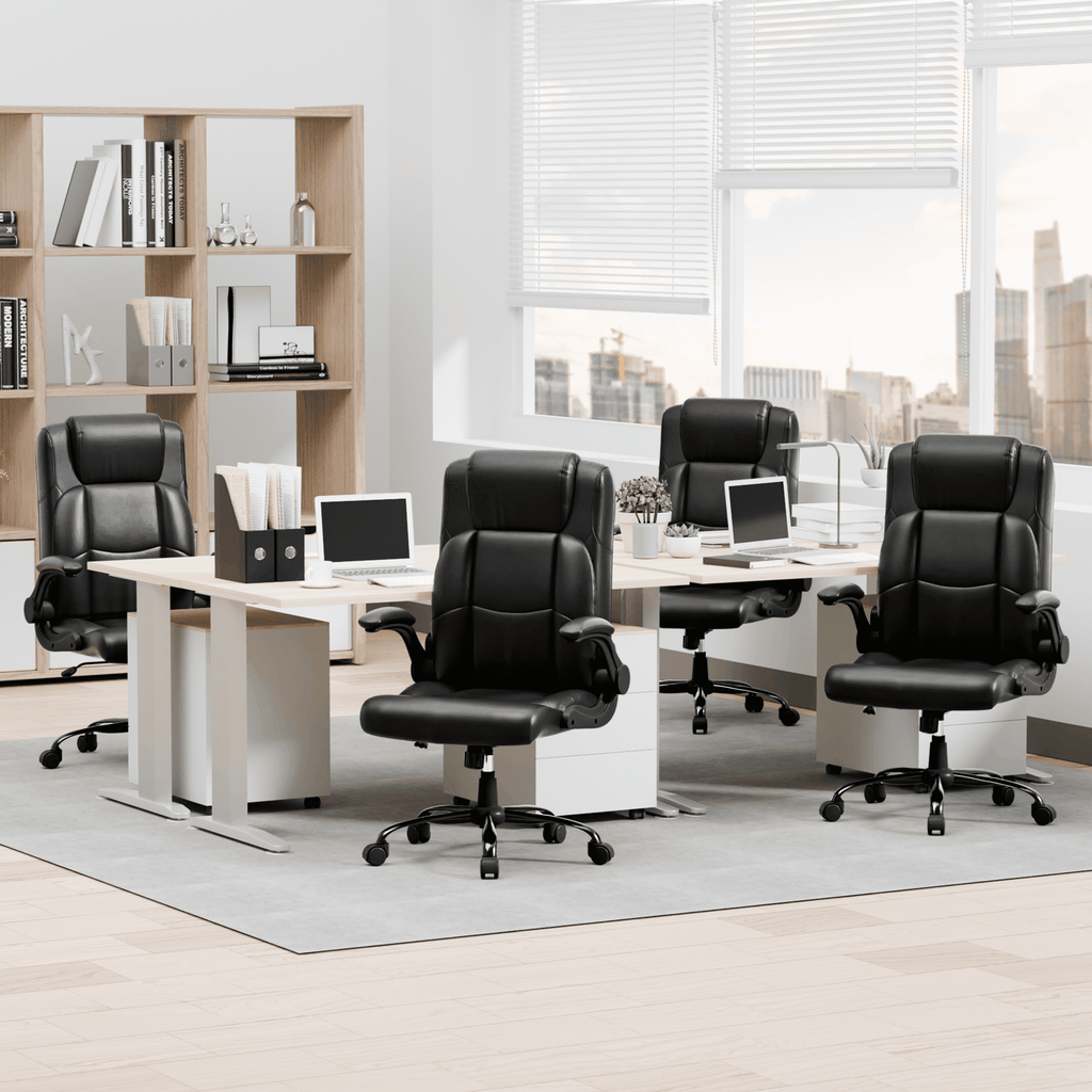 JONPONY Big and Tall Office Chair 400LBS Wide Seat Ergonomic Computer Desk Chair High Back Executive Leather Chair Adjustable Task Chair Lumbar Back Support 8 Hours Heavy Duty Design,9189,Black