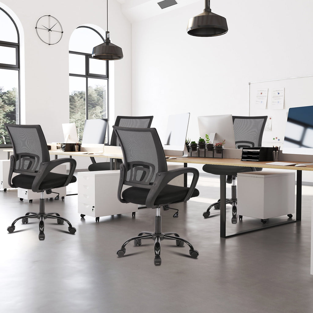 JONPONY Ergonomic Office Chair, Lumbar Support, Adjustable Height with Armrests for Adults,Black