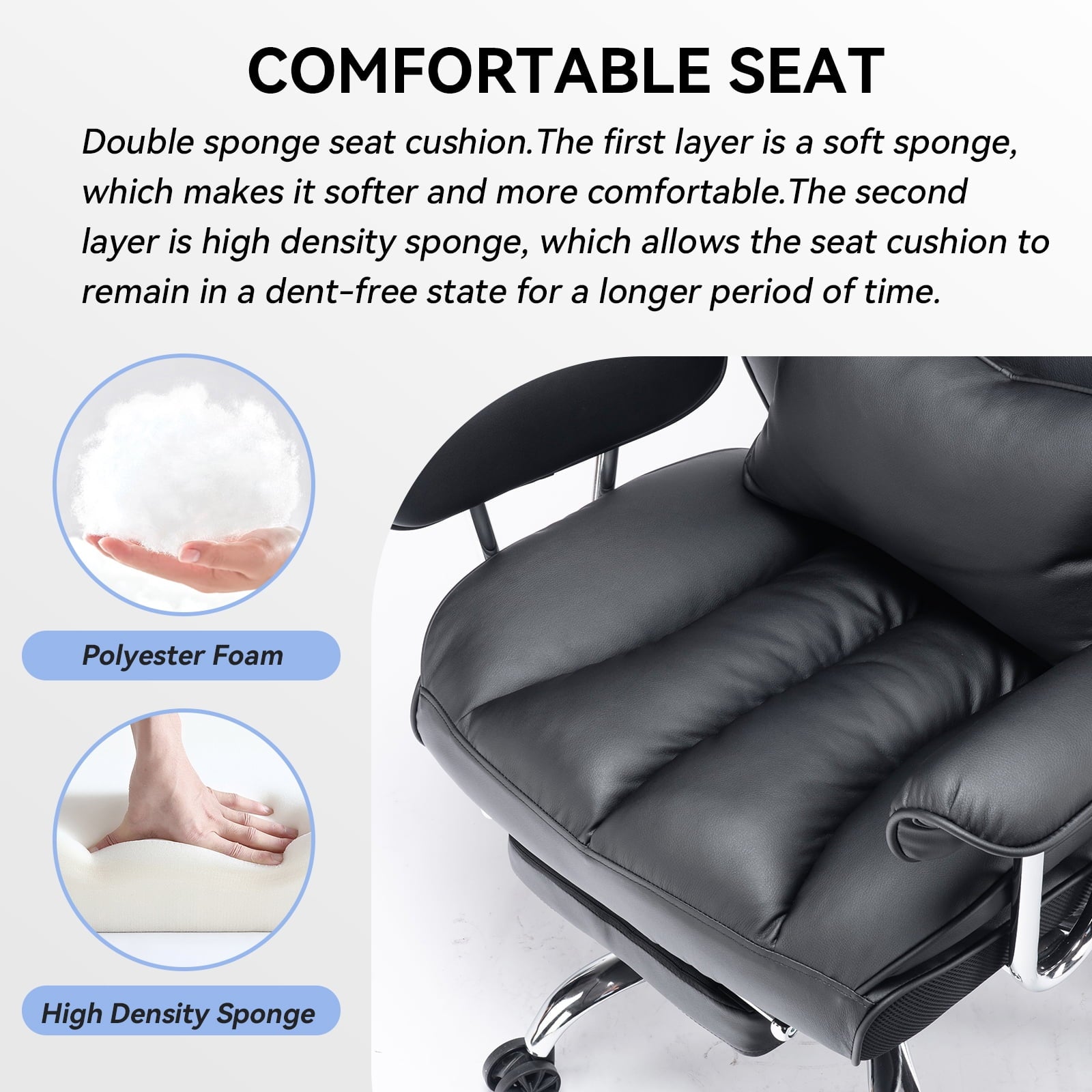 ATMILD 400 lbs Big and Tall Ergonomic PU Leather Office Chair with Footrest, Black