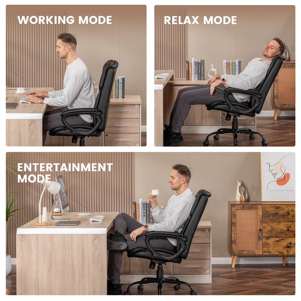 Mainstays Executive Ergonomic High Back Leather Home Office Desk Chair, Black