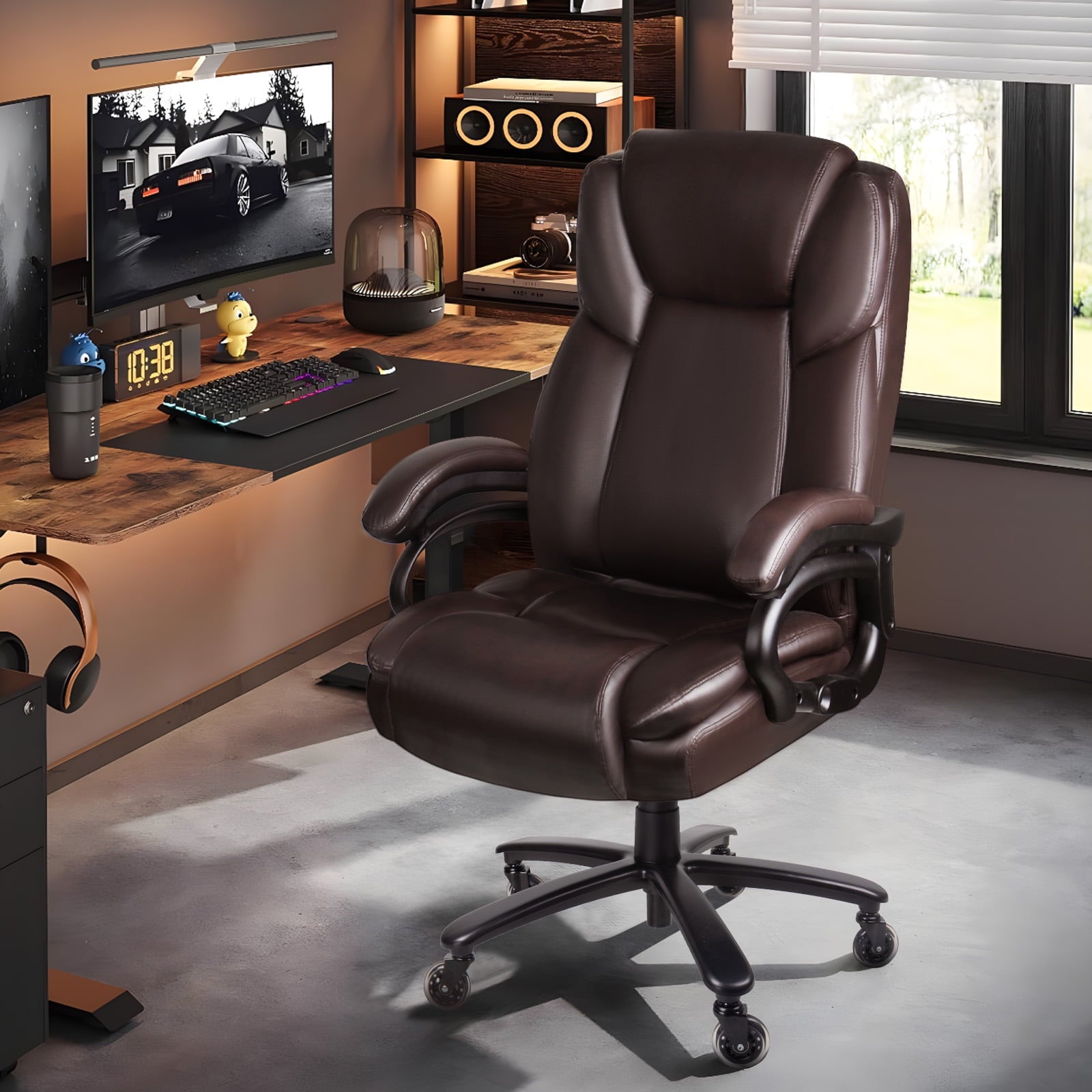 BOSSIN 500lbs Big and Tall Office Chair,Heavy Duty Computer Desk Chair with Adjustable Lumbar Support