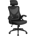 Alden Design High Back Ergonomic Mesh Office Chair with Adjustable Padded Headrest, Black
