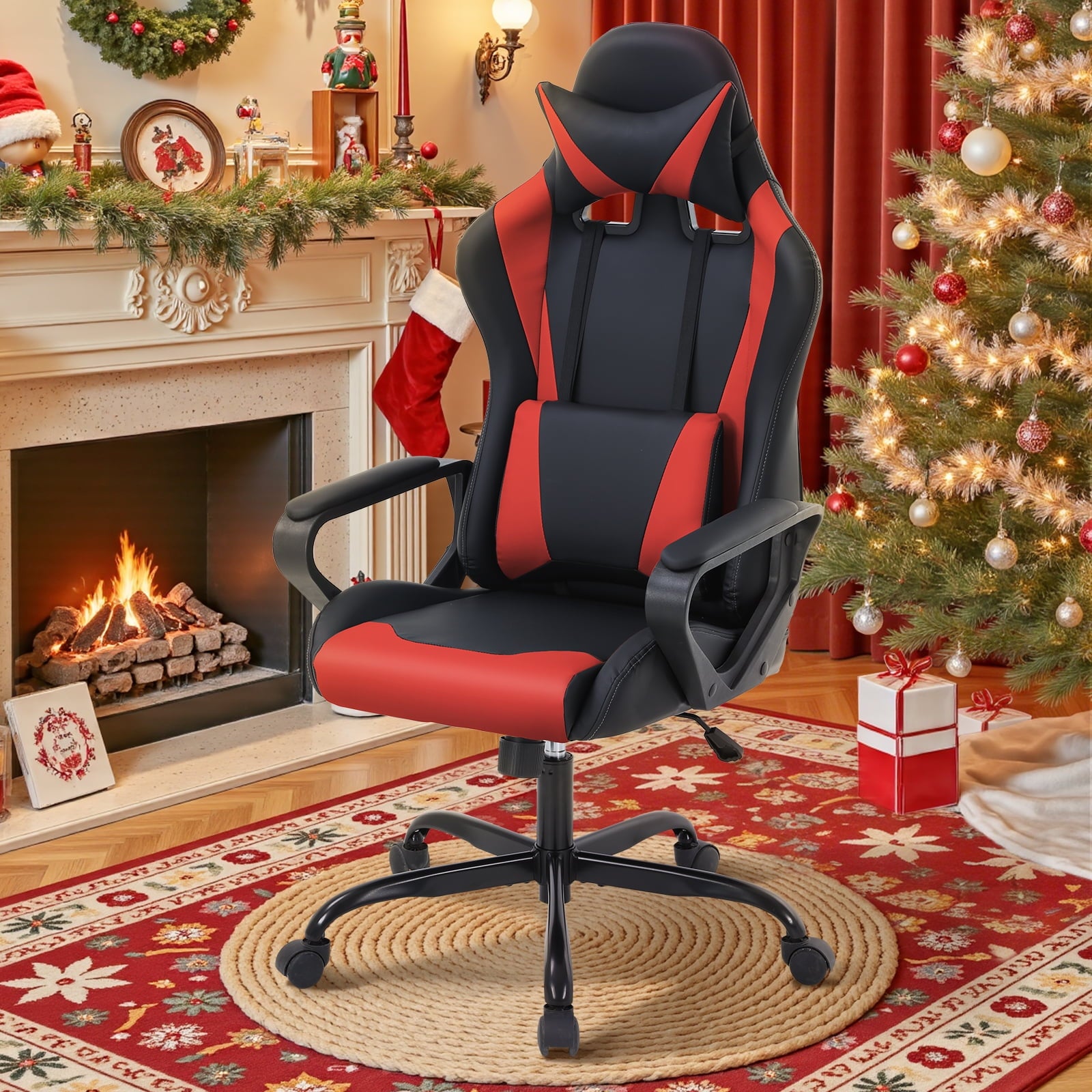 NiamVelo Leather Gaming Chair Ergonomic Video Game Chairs with Flip up Arms, Adjustable Rolling Swivel Chair for Adult Teen, White