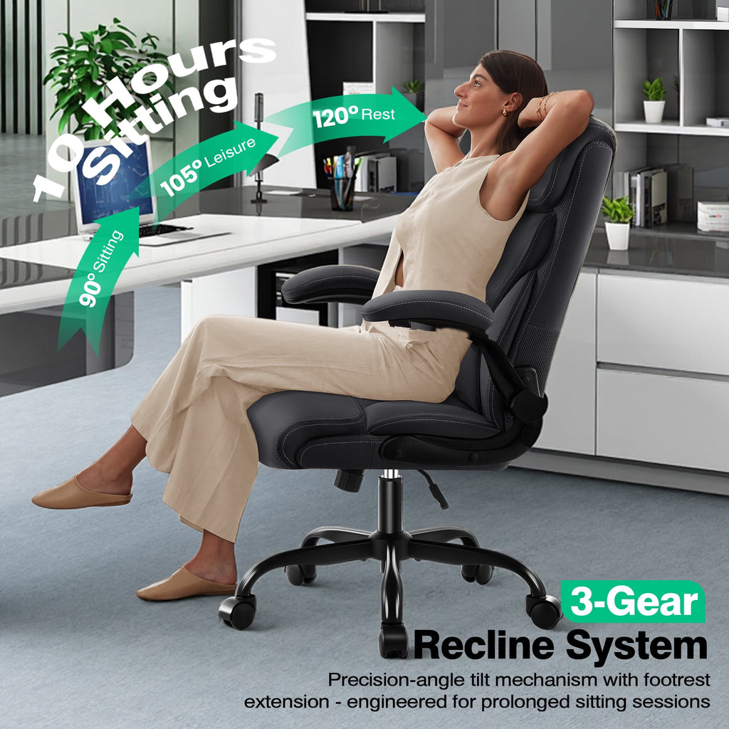 Dhole Executive Ergonomic Office Chair - High Back Mesh Desk Chair with Lumbar Support, 4D Armrests, Tilt Function & Breathable Mesh for Home Office (Black)