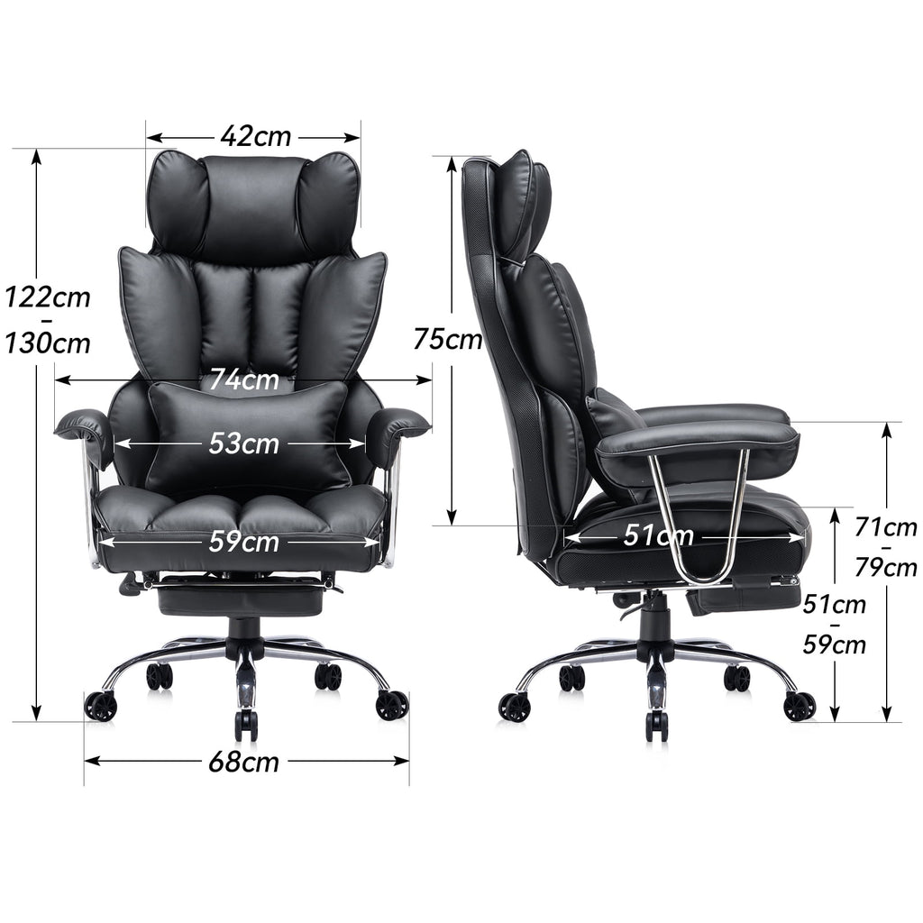 ATMILD 400 lbs Big and Tall Ergonomic PU Leather Office Chair with Footrest, Black