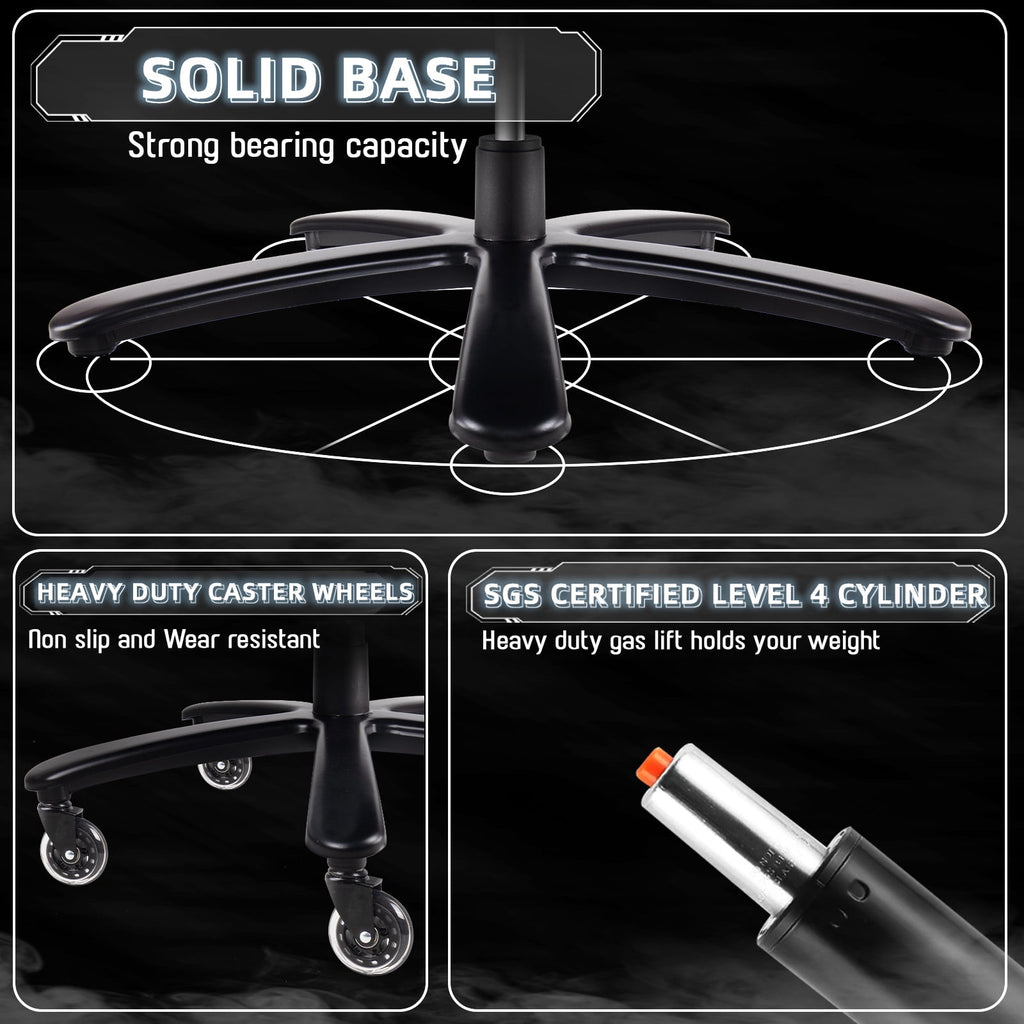 BOSSIN 500lbs Big and Tall Office Chair,Heavy Duty Computer Desk Chair with Adjustable Lumbar Support