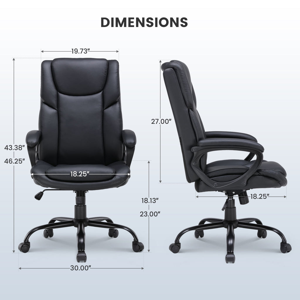 Mainstays Executive Ergonomic High Back Leather Home Office Desk Chair, Black