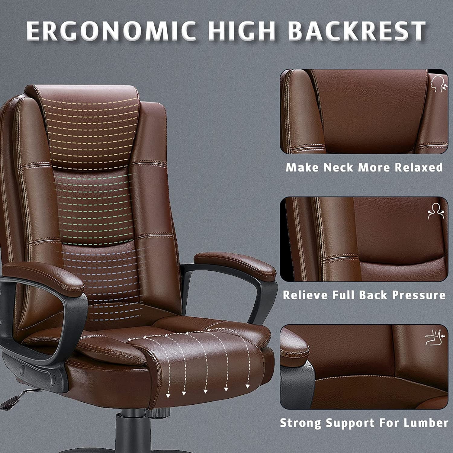 Waleaf Home Office Chair, 400LBS 8Hours Heavy Duty Design, Ergonomic High Back Cushion Lumbar Back Support, Computer Desk Chair, Big and Tall Chair for Work